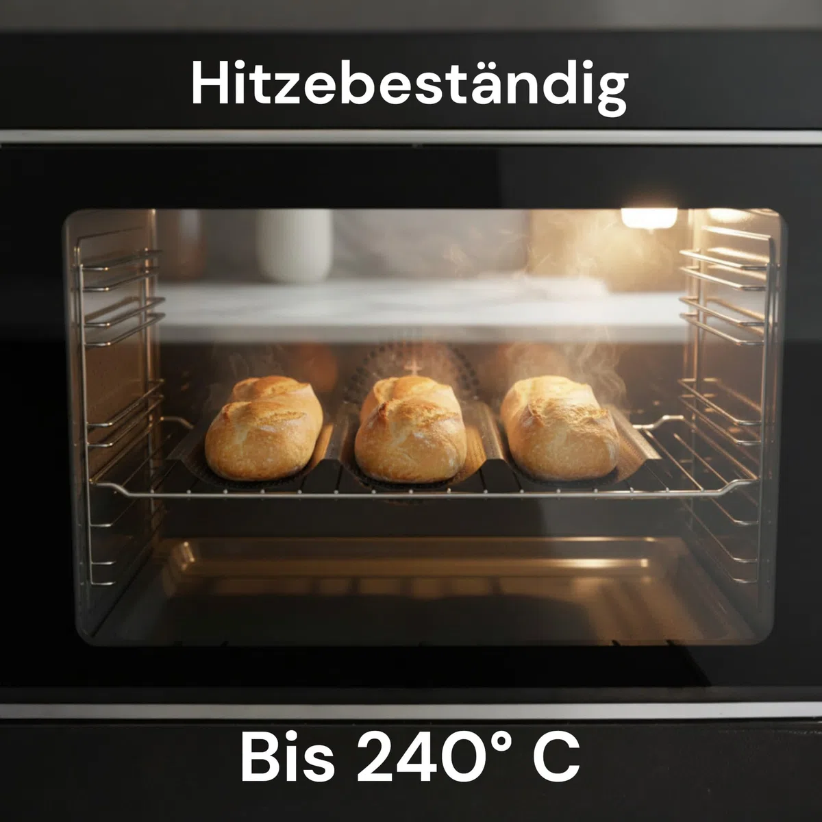 Meinposten. Baguetteform Blech für 3 Baguettes Antihaftbeschichtet Baguetteblech, Schwarz, 38 x 24 cm, Karbonstahl, Baguette, belegte Croques-Hälften, klassisch antihaft