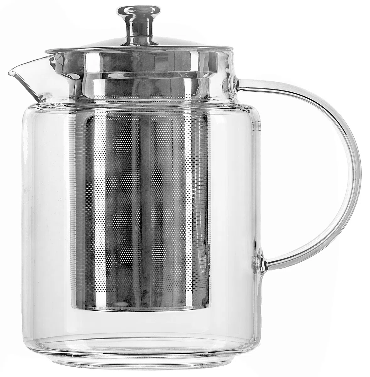 GGC Teekanne/Teezubereiter aus Glas mit Infuser Siebeinsatz (Edelstahlsieb) und Deckel I Glaskanne/Teebereiter ist ideal für Teeservice mit losem Grün- und Schwarz Tee geeignet I 1 Liter Glaskaraffe