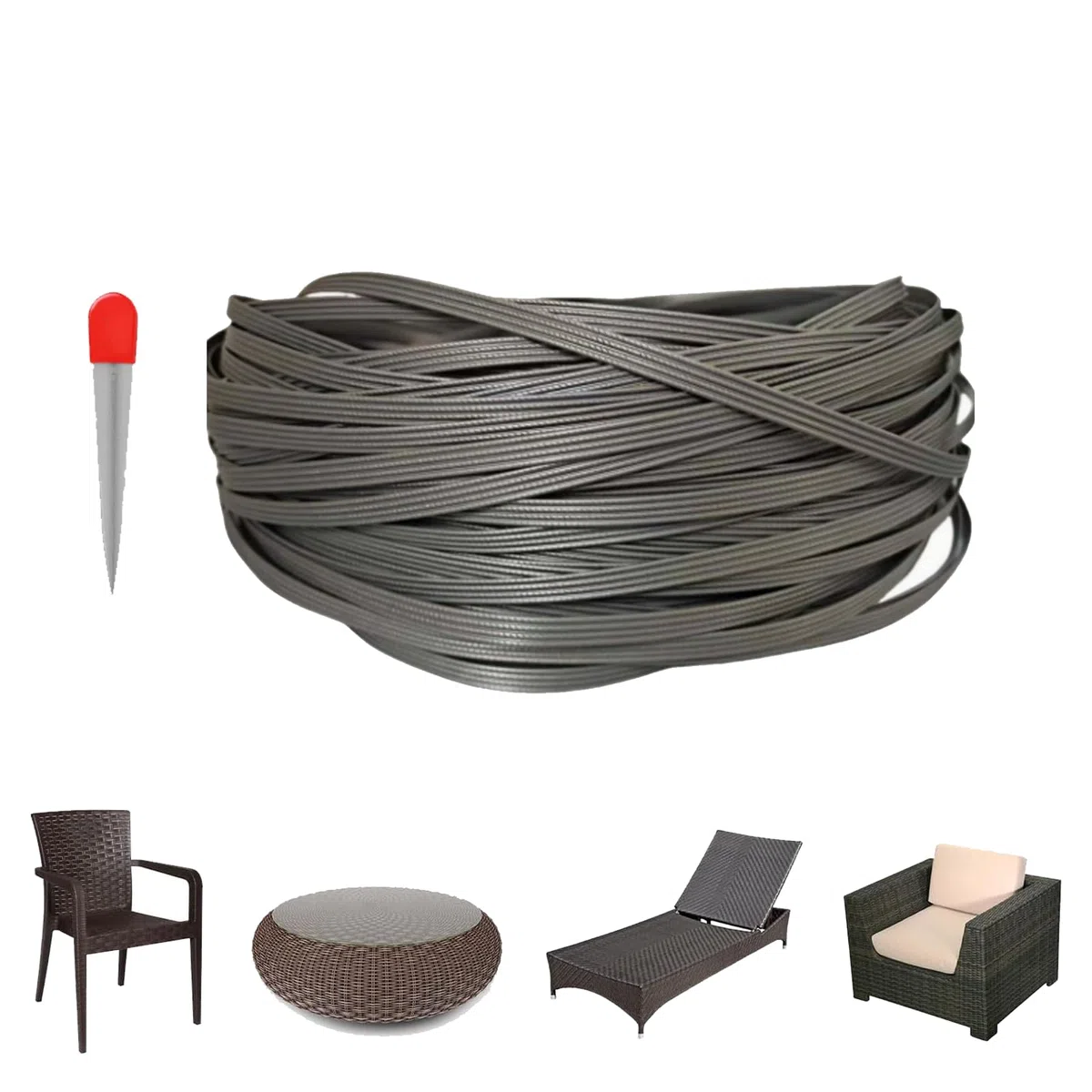 65m Kunststoff Gewebtes Rattan, Synthetische Rattan Reparaturmaterial, Reparaturmaterial für Gartenmöbel, Terrassenmöbel, langlebiges Korbgeflecht, Bank, Stuhl, Tisch, Reparatursets (A)