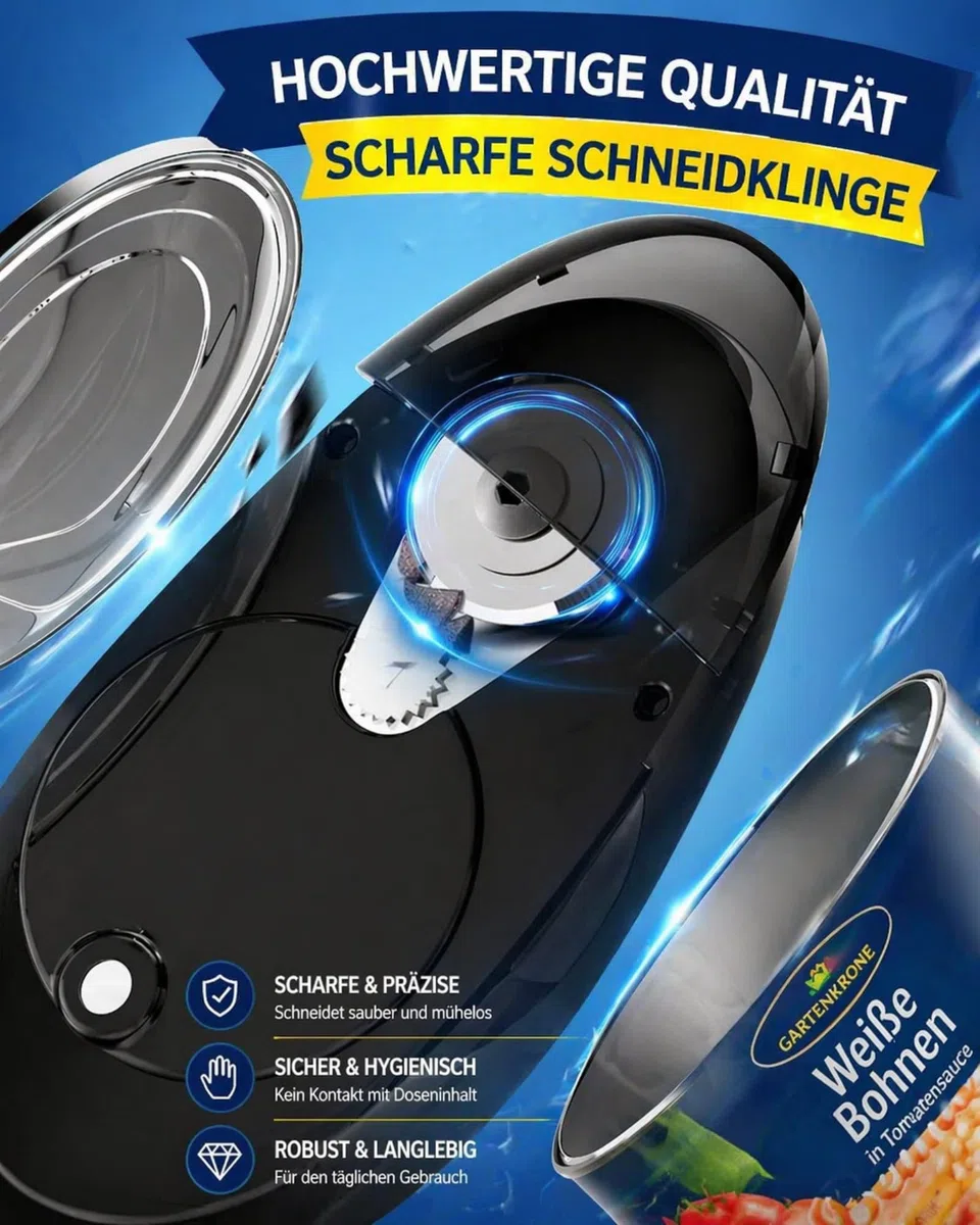Elektrischer Dosenöffner, One Touch Automatisch Kabellos, Glatte Schnittkante Sicher, Für Senioren Schwache Hände, Öffnet Alle Dosengrößen Einfach