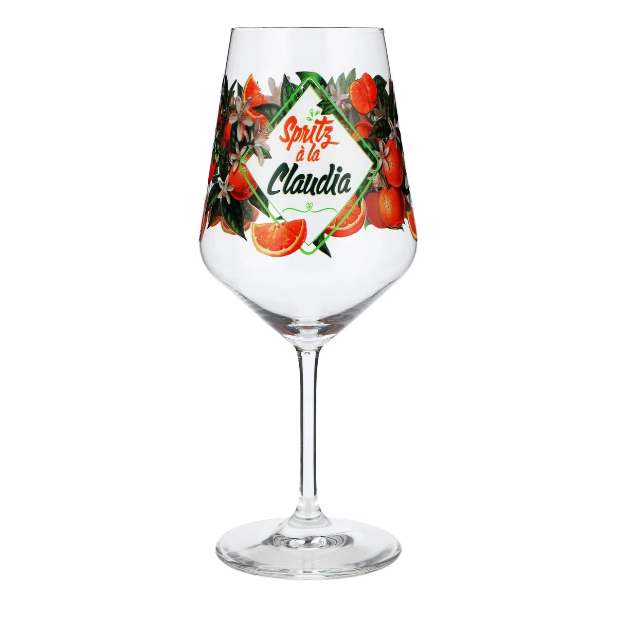 Aperitifglas Summer Vibes mit Orangen-Motiv personalisiert mit Name für Spritz Getränke Cocktails Wein Schorle Bowle oder Saft 0,5l