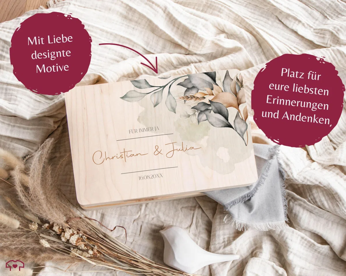 Erinnerungsbox - Für immer ja | Liebesgeschenk | Ich liebe Dich Geschenk Holzkiste | Geldgeschenk Verpackung Hochzeit Geldbox | Schatzkiste Hochzeit | Geschenkbox Liebe | Beziehung Geschenk - 30 x 20