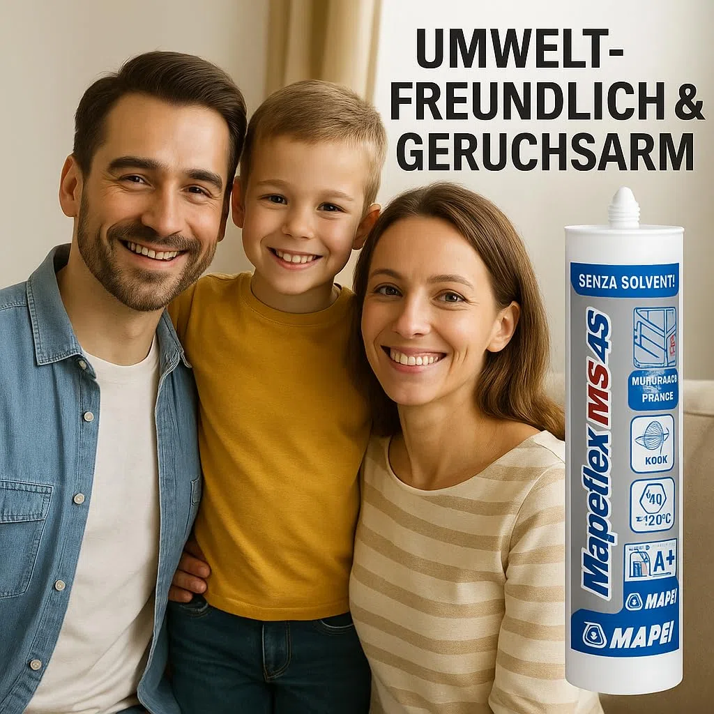 MAPEFLEX MS 45 300 ml Premium Montagekleber & Dichtstoff mit Reinigungsschwamm für Innen & Außen | Für Bad, Küche, Caravan, Boot & Bau | Hochflexibel, Wetterfest, UV-beständig, Grau