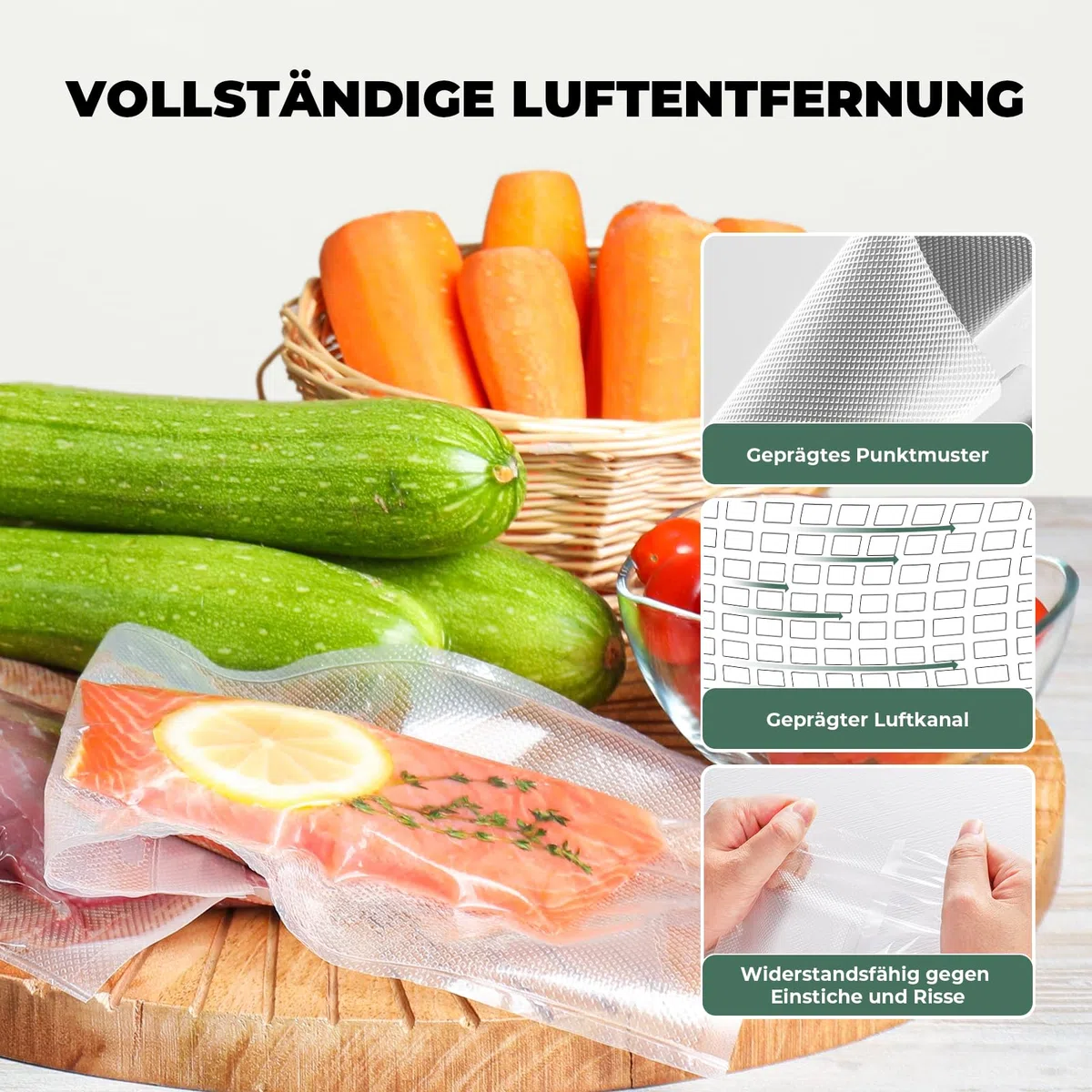 Vakuumierbeutel Rollen Vakuumierfolie 10 Rollen 20/28x300cm(30m), Profi- Folienrollen Vakuumierer Lebensmittel BPA-frei, stark & reißfest, für alle Vakuumierer & Sous Vide