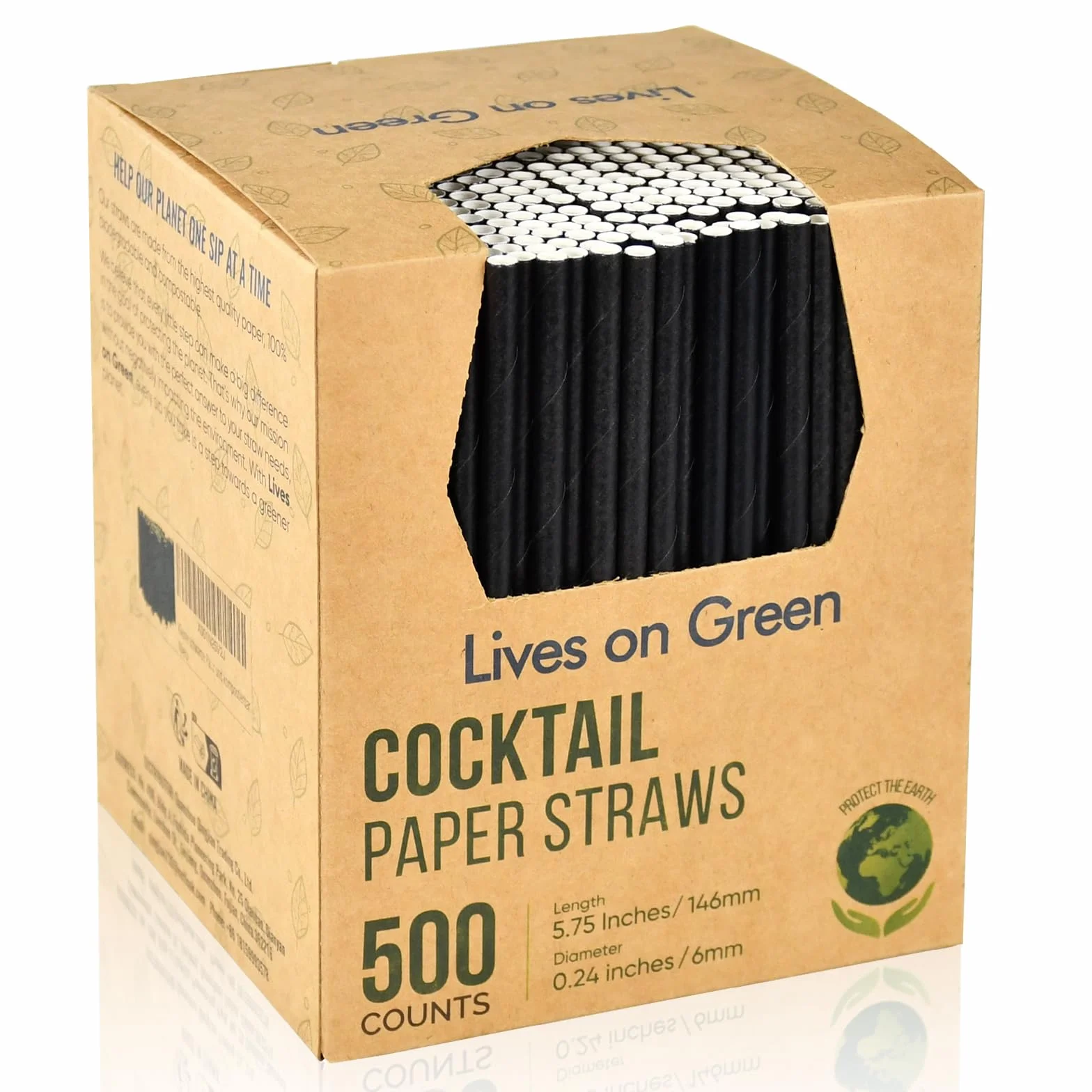 Umweltfreundliche Einweg-Cocktailstrohhalme und Rührstäbchen aus Schwarzem Papier – 14,6 x 0,6 cm, 500 Stück – für Zuhause, Bars und Restaurants