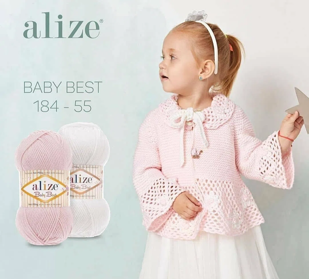 Hobby YARN 3x Etikettenlabel mit Alize Baby Best Wolle Premium 3x100g als Set, Antipilling Babywolle Acryl Uni & Batik Strickgarn zum Häkeln und Stricken (1)