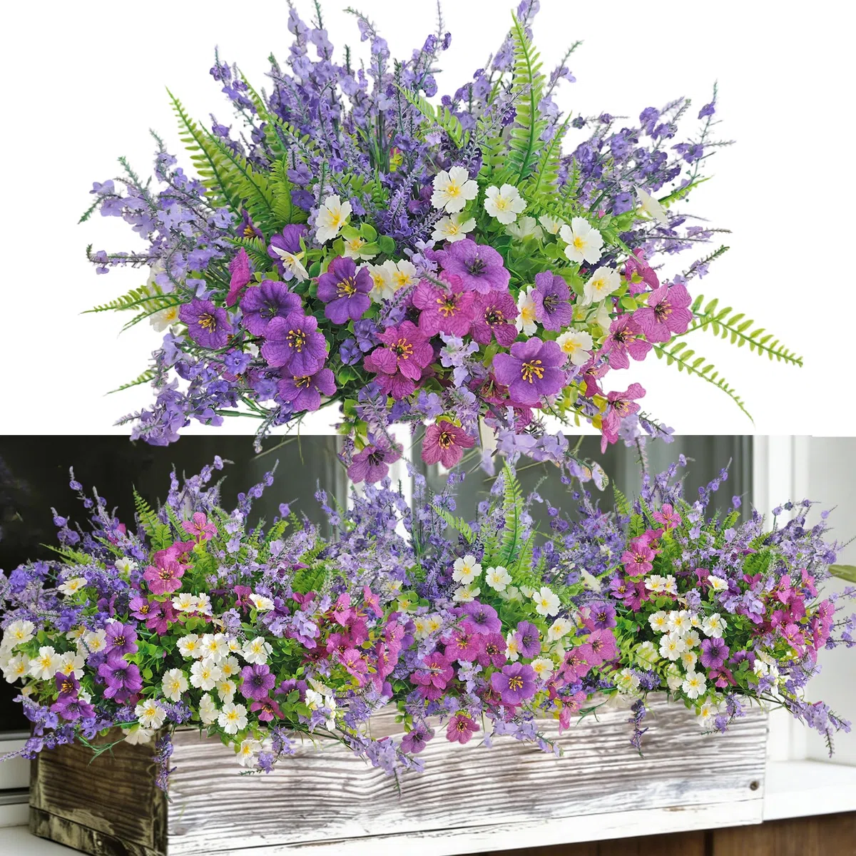 18 Künstliche Blumen Balkon Kunstblumen Wie Echt Wildblume Zweige Wetterfest Balkonpflanzen Outdoor Pflanzen Frühlings-Sommer Blumenstrauß Fake Seidenblumen für Topf vase Innen Außen