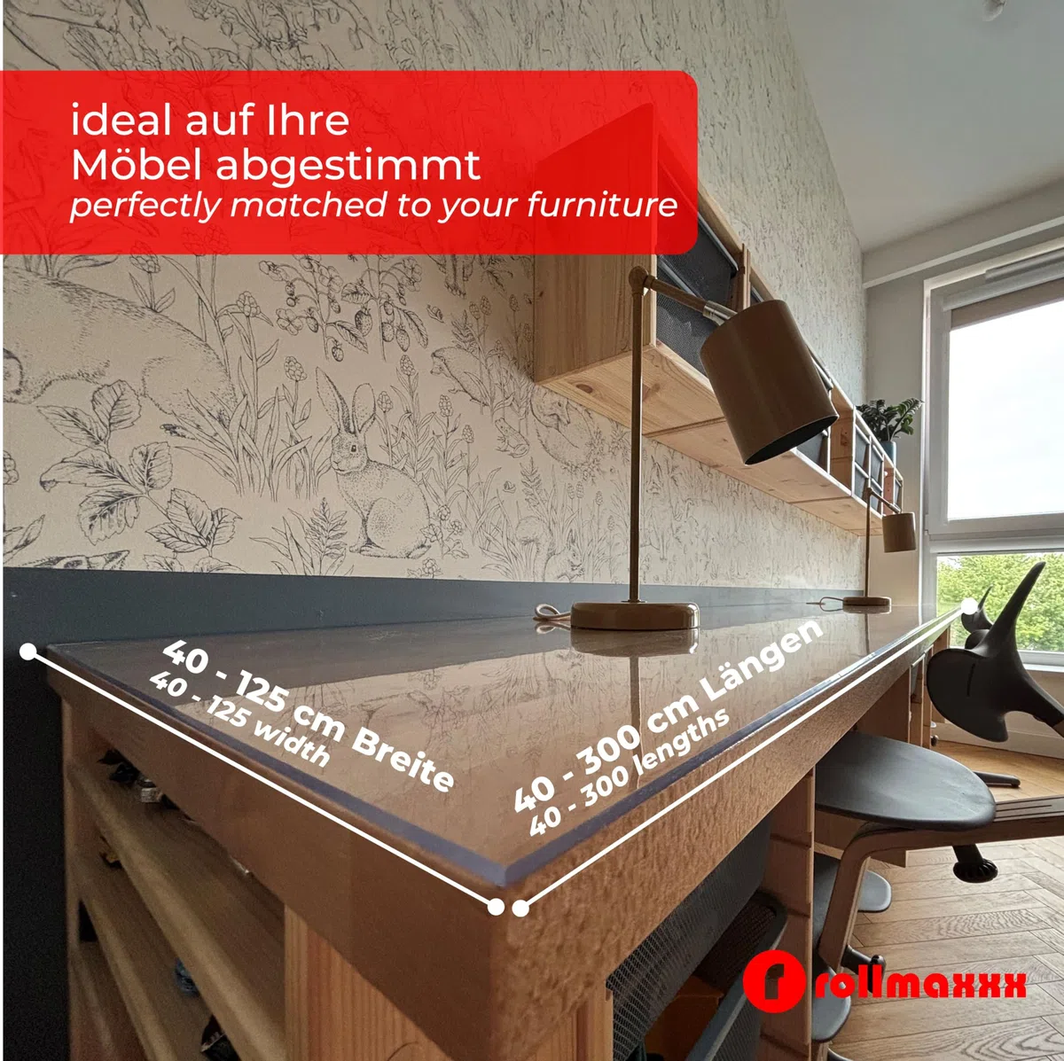 Rollmaxxx Tischfolie 2mm - Tischdecke transparent - mit abgeschrägter Kante - Tischschutz - Schutztischdecke - Schutzfolie - PVC Folie für Tisch – Maßanfertigung möglich (80 cm x 120 cm)