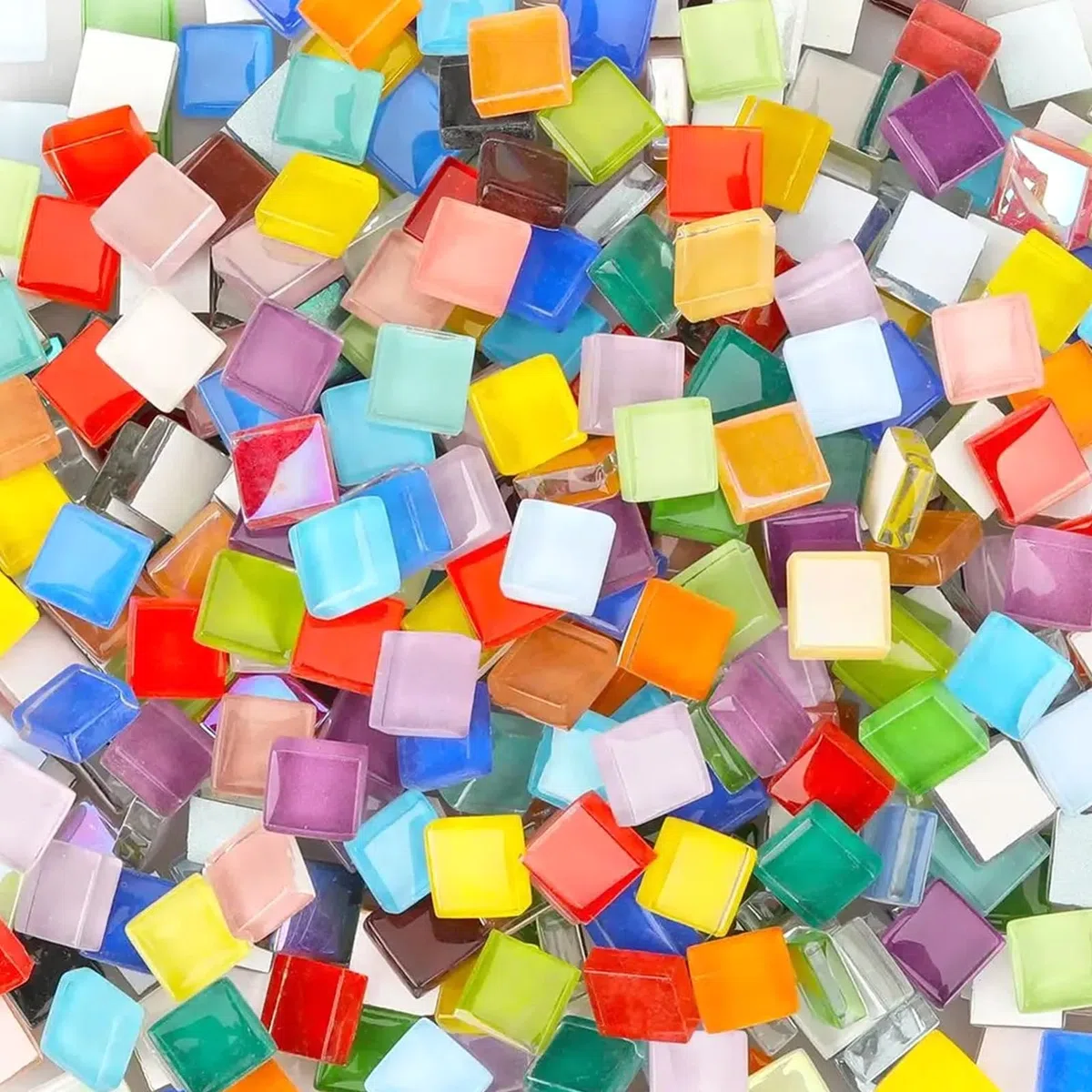 1kg Mosaikfliesen (1x1 cm, ca. 1100 Stück) Mosaiksteine zum Basteln, Mini Mosaik für Innen und Außenbereich, Badezimmer, Küche, Heimdekoration, Mix Color