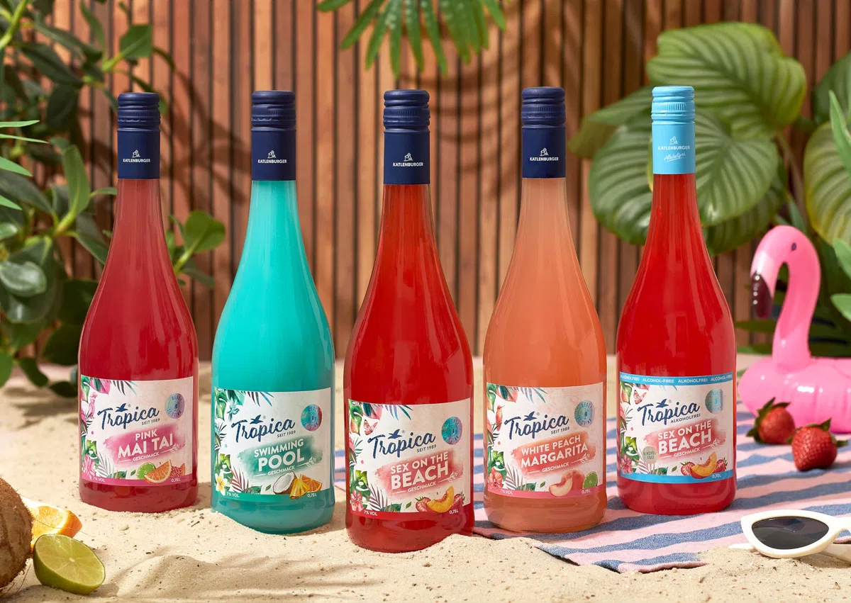 KATLENBURGER - Tropica White Peach Margarita | Trinkfertiger Erfrischer aus spritzigem Fruchtwein mit Pfirsich und Limette. Inhalt: 6x 0,75l mit 7% vol.