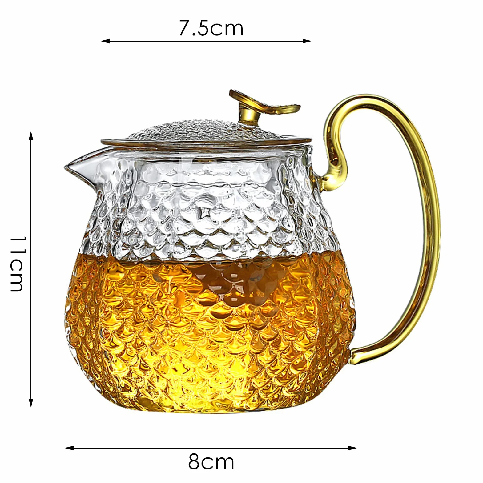 Jauhmui 600 ml Glasteekanne aus Borosilikatglas mit Siebeinsatz und Deckel, mundgeblasen, Teebereiter für losen Blatttee