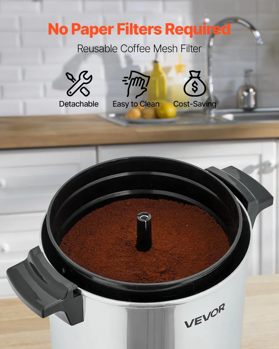 VEVOR kommerzieller Kaffeeautomat 40 Tassen 6 L Heißgetränkespender mit tropffreiem Wasserhahn, Kaffeekanne mit automatischer Temperaturregelung, für Catering Party Kirche Restaurant Café
