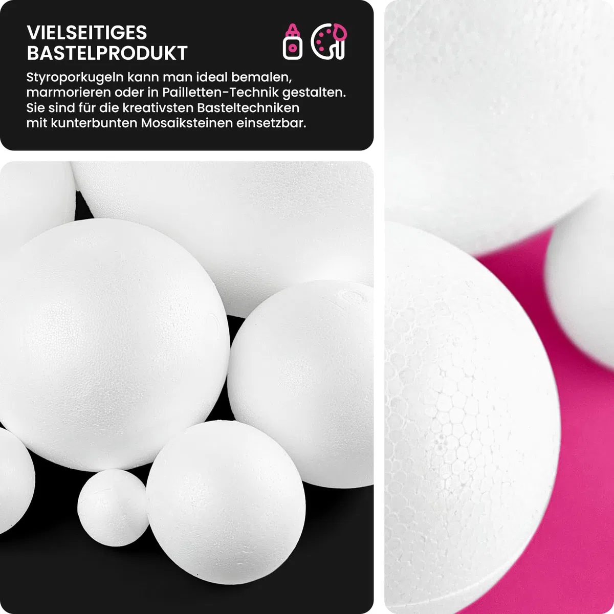 Netuno 10 Stück Styroporkugel 10 cm weiß Styroporball Polystyrolkugel Bastelkugel Schaumstoff Ball für DIY Basteln Hobby Kunst Schule Weihnachtsdeko Weihnachtsbaum Dekoration