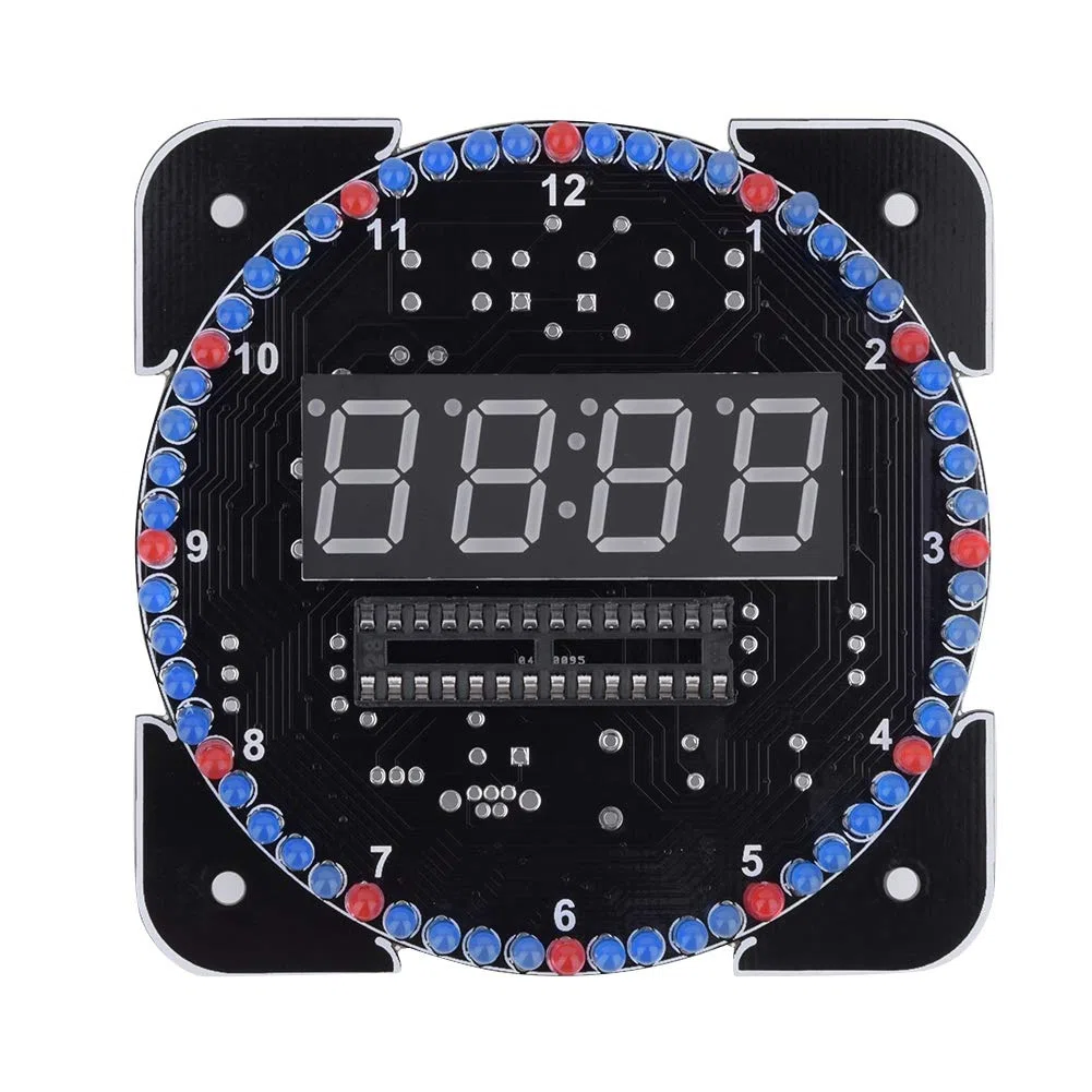 KIMISS Clock Suite Clock Set Kunststoff DIY Lichtsteuerung Rotation Digital LED Elektronische Temperaturuhr Kit Suite W USB-Kabel Blau (Blaue Teile + Netzkabel + Gehäuse)