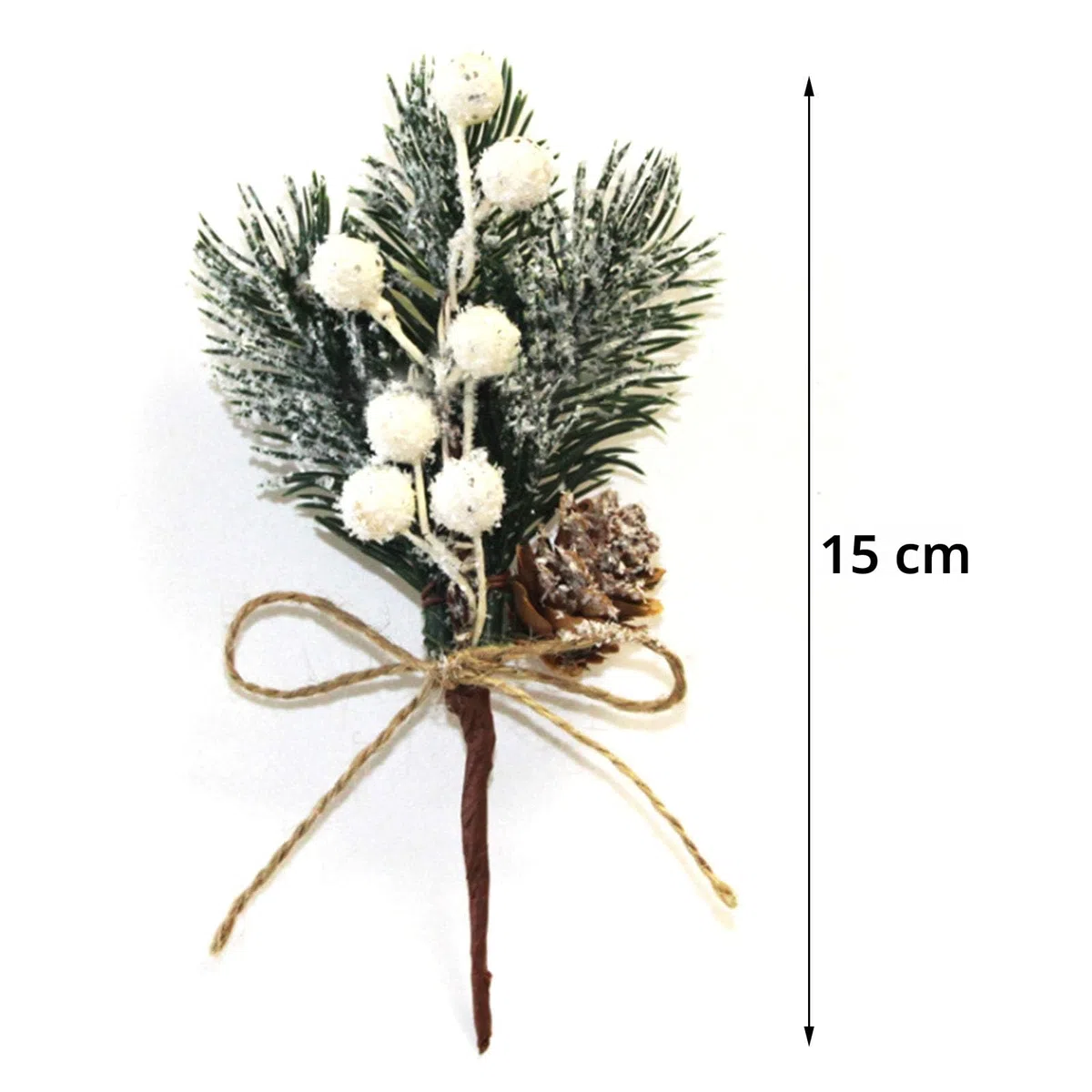 Tannenzweige, grüne Blätter, Tannennadeln, Beeren, Tannenzapfen, für Bastelarbeiten, immergrüne, Stechpalmen-Stiel, Weihnachtsdekoration (weiß), 10er-Pack, DB1561712HJX