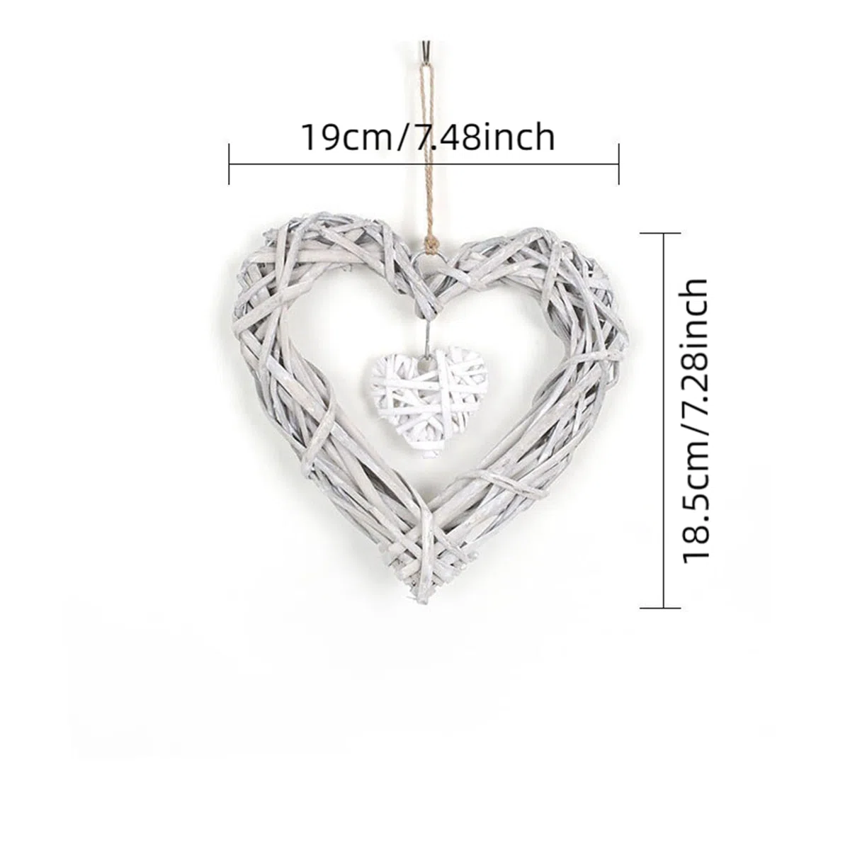 2 Stück Herzen Deko Türdeko Zum Aufhängen Weidenkranz Herz Rattan Anhänger Romantische Wicker Dekoration Herz Kranz Hängen Weidenherz Wandbehang Ornament Handgefertigtes Rattanherz