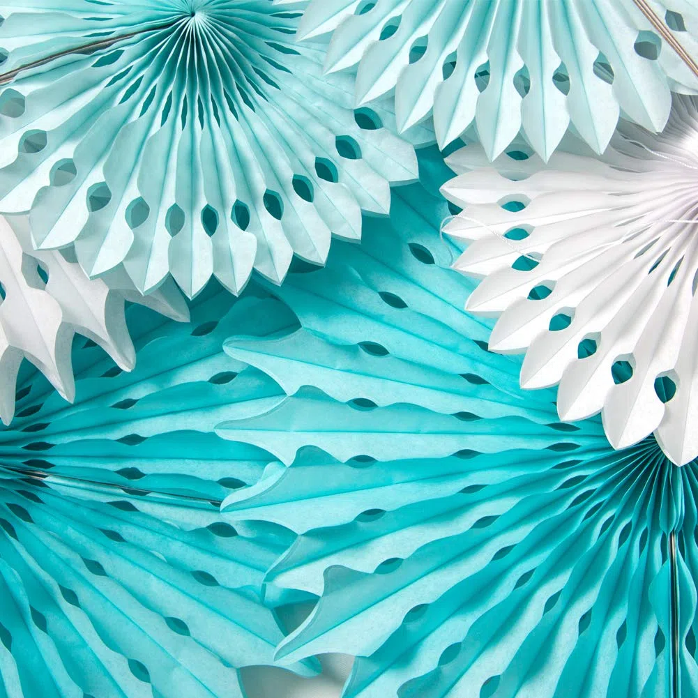SUNBEAUTY 13 Stücke Papier Fächer Hängend Papiergirlande Blau und Weiß deko für Geburtstag, Hochzeiten, Baby Shower, Party Dekoration