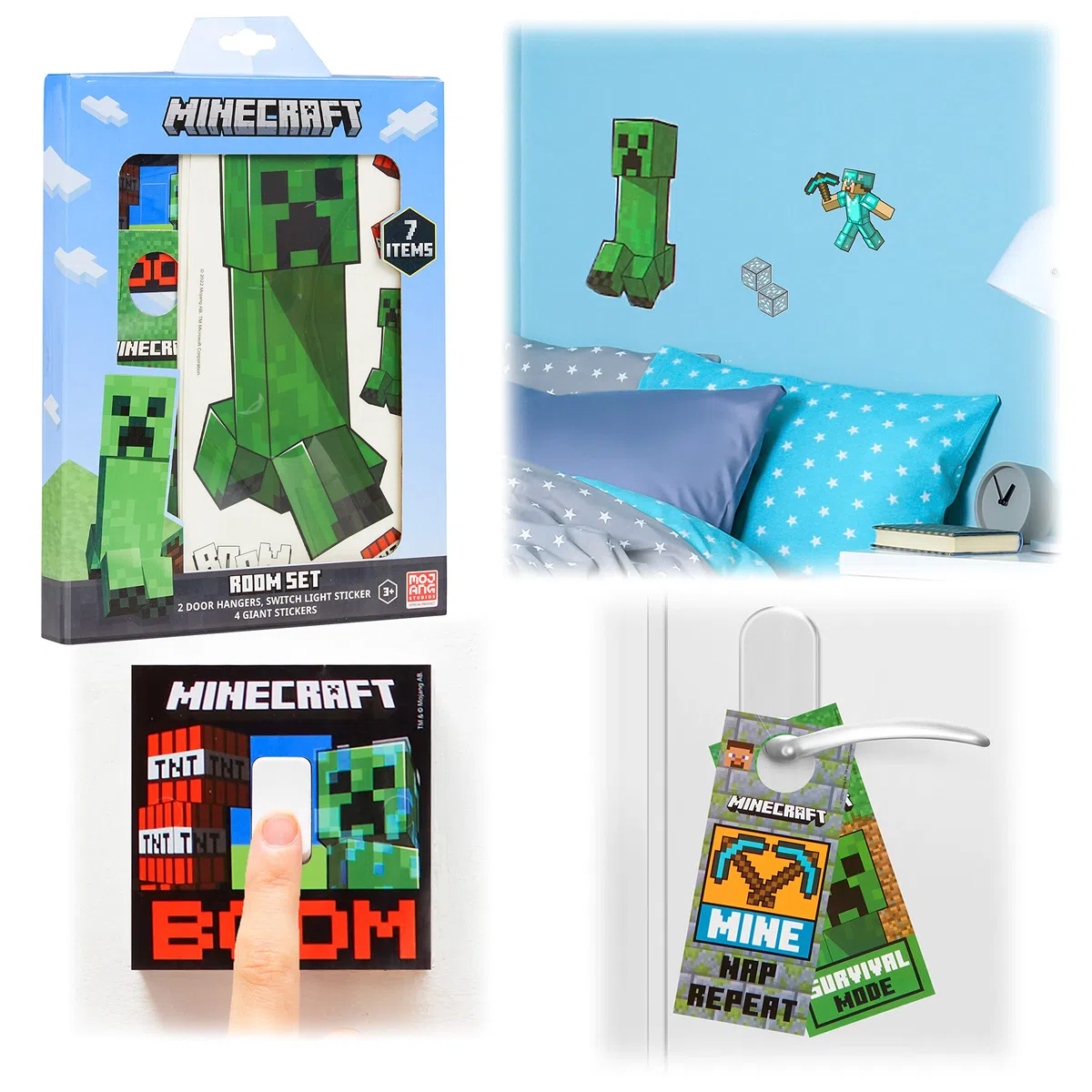 Minecraft Fensterbilder Aufkleber und Zubehör für Schlafzimmer für Jungen Fensterdeko Kinderzimmer, Grün, 227908536-NEW