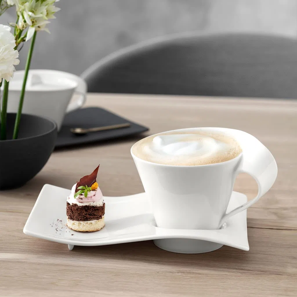 Villeroy & Boch – Newwave Caffè Café Au Lait Tasse 260 Ml Weiß, Spülmaschinenfest, Mikrowellensicher, Becher, Kaffeebecher, Kaffeetasse, Heißgetränkebecher, Premium Porzellan