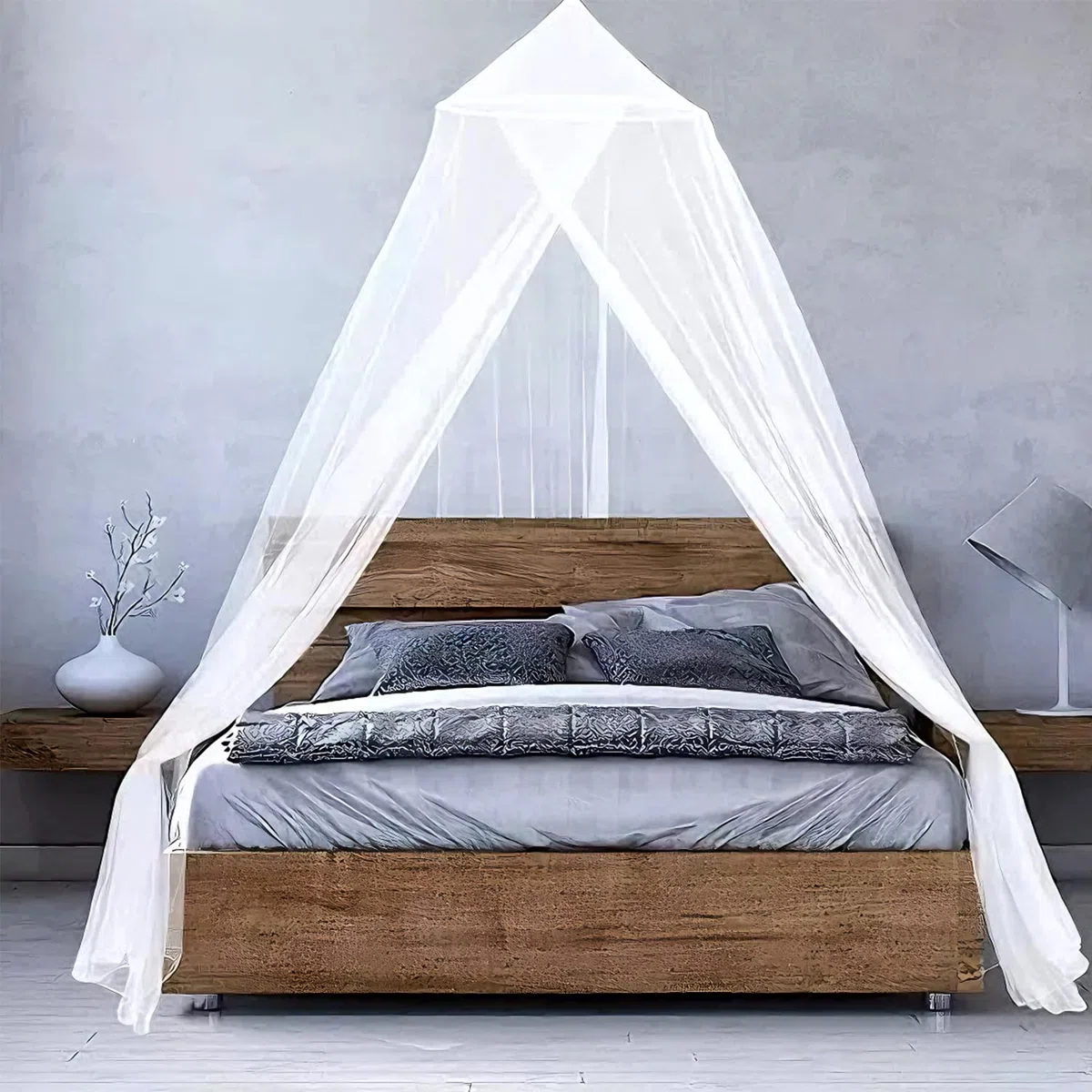 Moskitonetz Bett Baldachin, Moskitonetz für Reisen, Betthimmel Mückennetz Feinmaschiges, Moskitonetz Bett mit Moskitonetz Haken, Mosquito Net Bed für Zuhause und Camping Geeignet (Weiß)