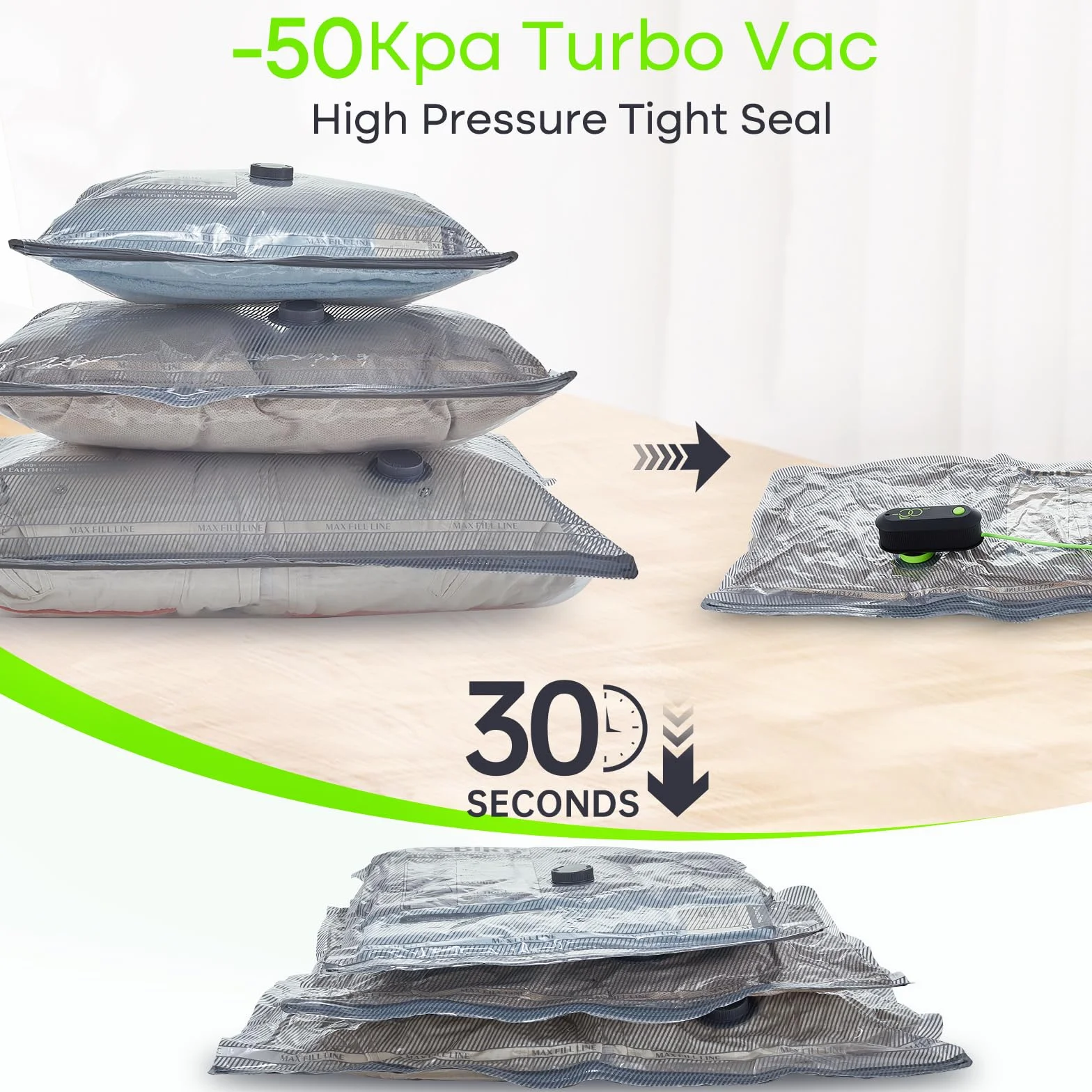 Vakuumbeutel für Kleidung mit Elektrischer Pumpe, 9 Stück (3x 40x40, 3x 40x50, 3x40x60), Platzsparend Vakuumierbeutel Kleidung Geeignet für Reisen, Bettwäsche, Umzug, Tägliche Aufbewahrung