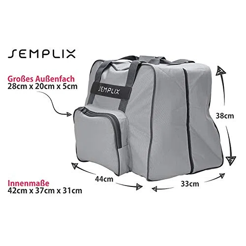 SEMPLIX Overlocktasche - Coverlocktasche 44x38x33 cm, für alle gängigen Overlock und Coverlock Maschinen (Schwarz)