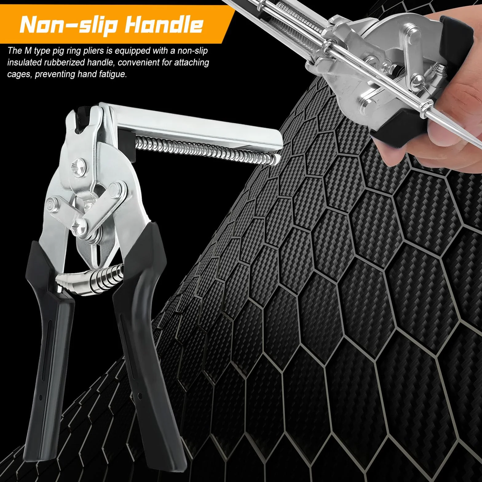 Wurstclipper Zange, Zaunzange mit 600 M-Clips, Hog Ringzange, Hog Ring Pliers, Nagelringzange, Drahtbefestigungszange, Hog Ring Zange