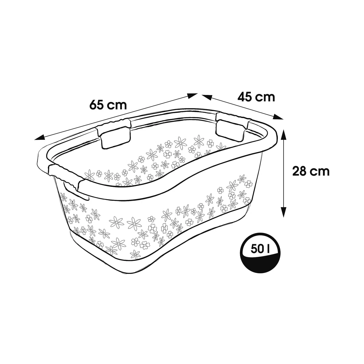 keeeper Ergonomischer Wäschekorb mit luftdurchlässigem Dekor, Anti-Rutsch-Softgriffe, 50 l, Lasse, Nordic Pink