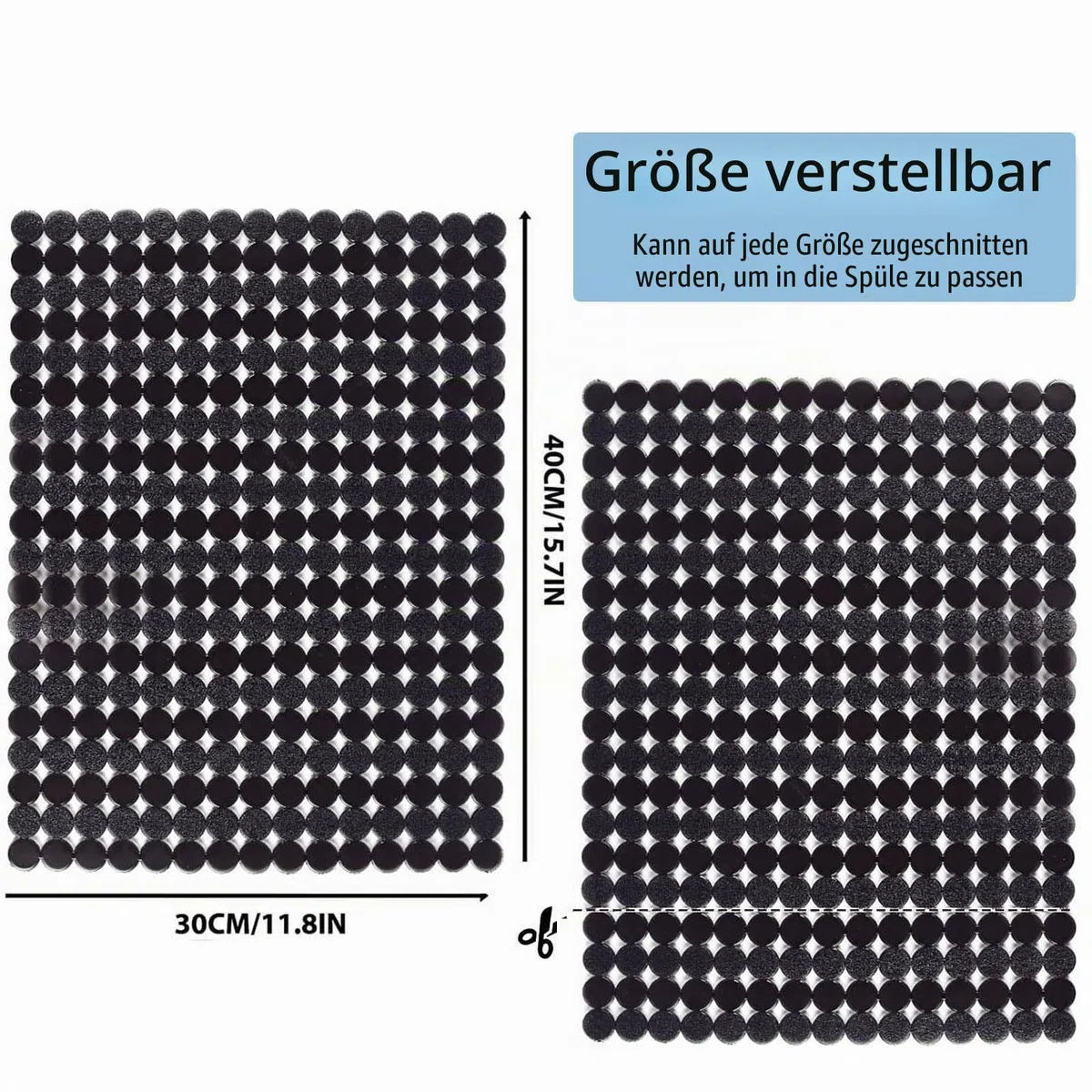 2er-Set Schutzmatte für Küche, 30 x 40 cm Rutschfeste Spülbeckenmatte Zuschneidbare Abtropfmatte Geschirr, PVC Spülbeckenmatte, Edelstahl Keramische Spülbecken Schutzmatte, Gegen Kratzer im Spülbecke