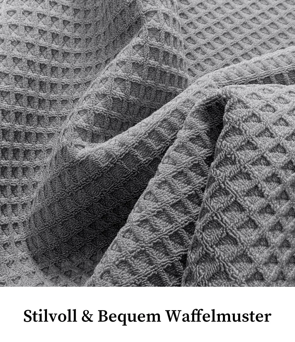 chakme Badezimmerteppich, 40x60cm Waffel Badematte rutschfeste Waschbar Badteppich, Saugfähig Weich Grau Badvorleger für Badezimmer