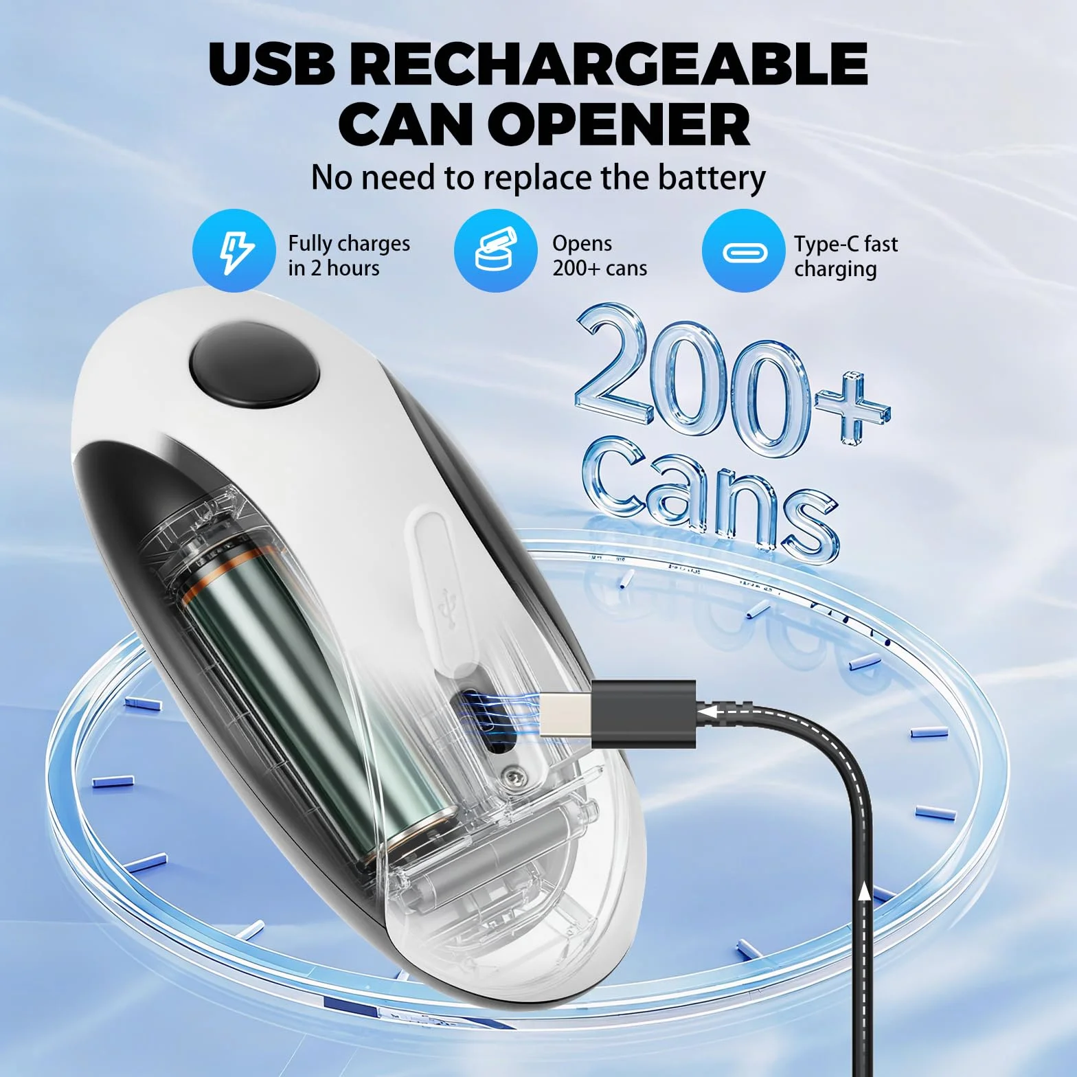Elektrischer Dosenöffner USB-wiederaufladbarer Dosenöffner - Batteriebetrieben, Automatischer Ein-Tasten-Betrieb, Magnetischer Deckelhalter & Glatter Schnitt, lebensmittelecht