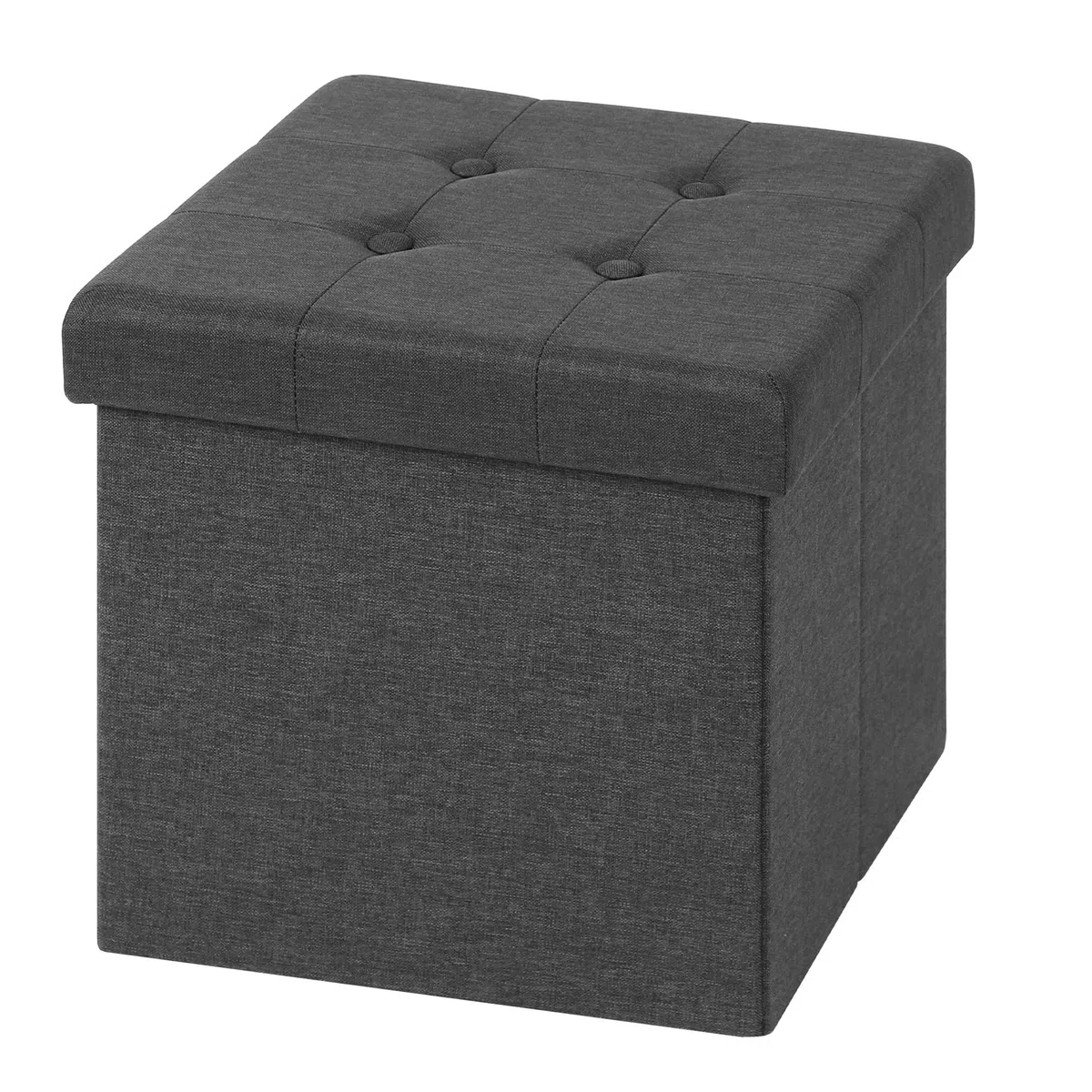 WOLTU® Sitzhocker mit Stauraum Sitzwürfel Sitzbank faltbar Truhen Aufbewahrungsbox, Deckel abnehmbar, Gepolsterte Sitzfläche aus Leinen, 38x38x38CM(LxBxH), Dunkelgrau