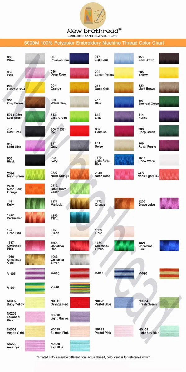New brothread 3er Set Weiß Farben Polyester Maschinen Stickgarn Riesige Spule 5000M für alle Stickmaschine