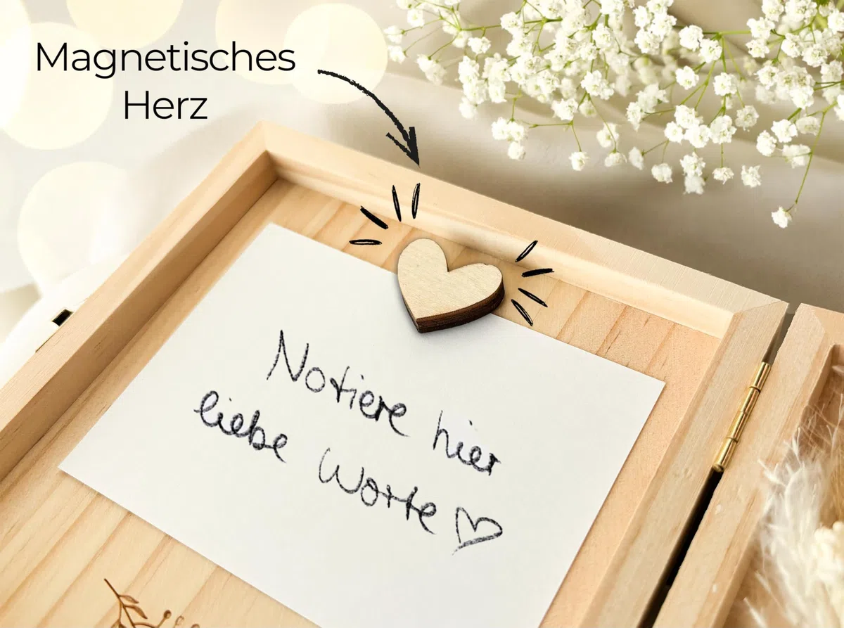 Joli Coon Silberne Hochzeit Geschenk - Zum 25. Hochzeitstag die besten Glückwünsche - Hochwertige Geschenk silberne Hochzeit Holzbox 14 x 14 x 3 cm