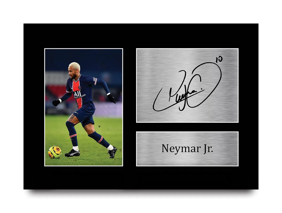 HWC Trading Neymar Jr Paris Blue and Reds Geschenke Gedrucktes Signiertes Autogramm Foto für Fußball Anhänger and Fans - A4
