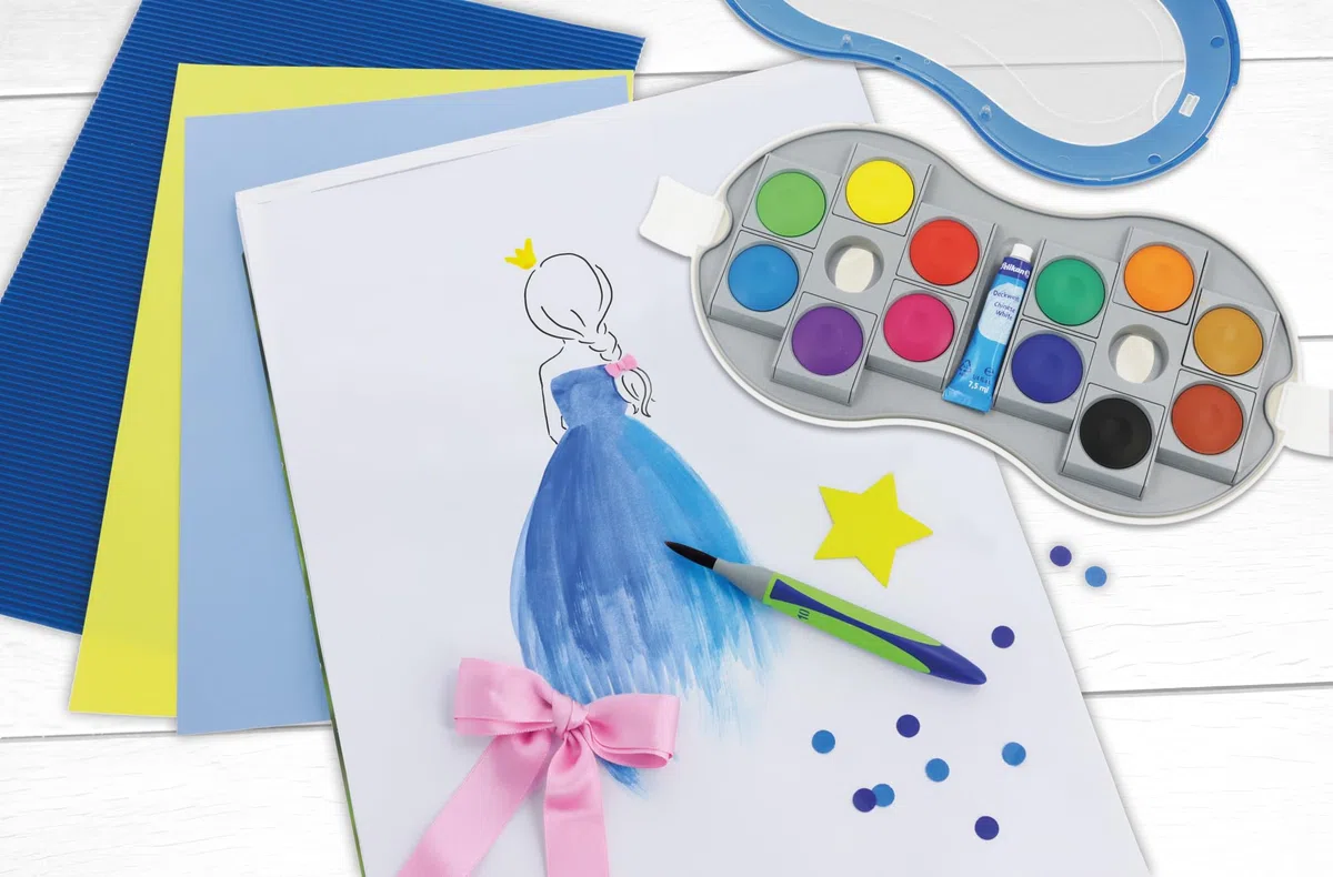 Pelikan Tuschkasten Space+ in blau/weiß inkl. Deckweiß, blau, 24 Farben für brillantes Malen
