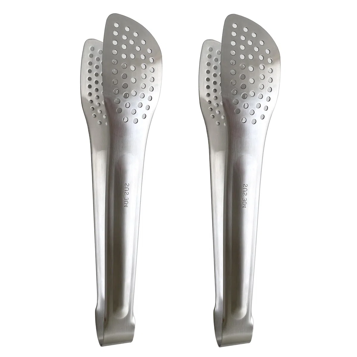 2 Stück SUS304 Edelstahl Grillzange (24 cm), kein Schweißen, minimalistischer Stil, mit kurzem Griff, japanische Yakiniku-Zange, kleine Servierzange zum Kochen, Grillen, Buffet