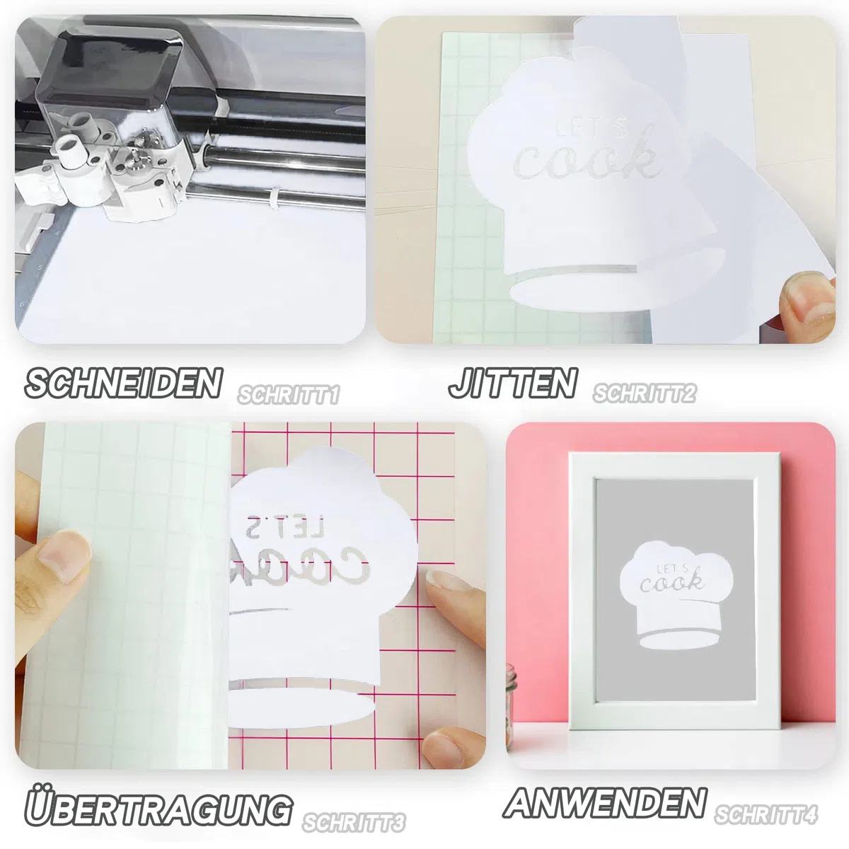 IModeur Vinylfolie Plotter Weiß Matt, 30,5 cm x 7,62 m Plotterfolie selbstklebend Weiß, Plotterfolie Vinyl Weiss Für Silhouette Cameo, die meisten Schneidemaschine