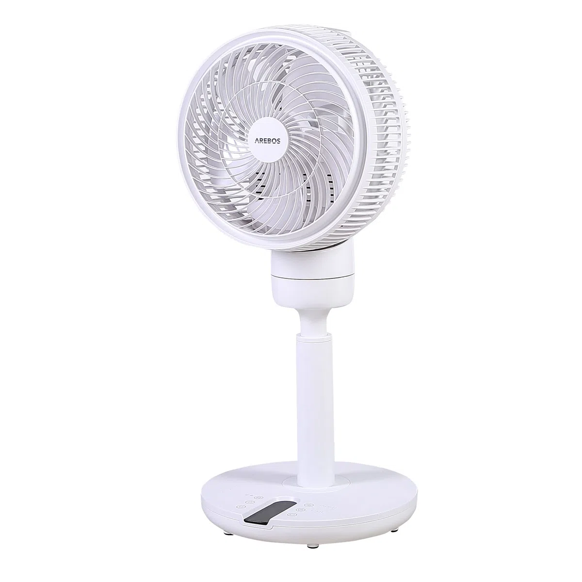 Arebos Ventilator 55W | 3D Oszillation | Ø 23cm | besonders Leise | höhenverstellbar, mit 4 Leistungsstufen, Timer & Fernbedienung