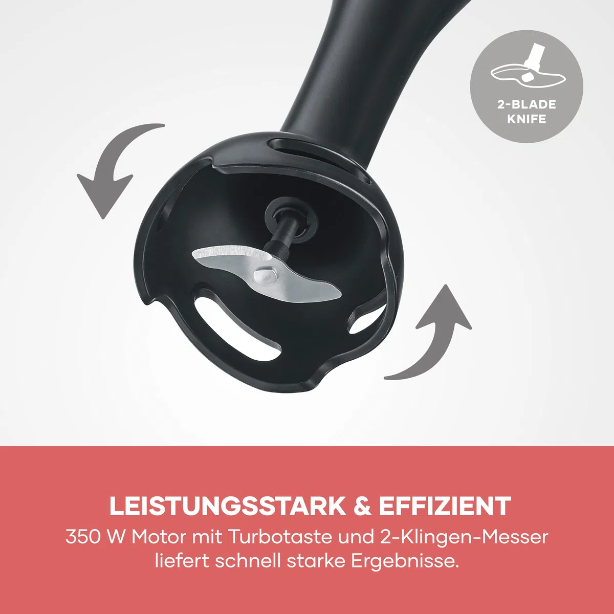 Severin Stabmixer zum Pürieren und Zerkleinern, Mixstab, abnehmbarer Mixfuß, Turbotaste, 2-Klingen-Messer, einfache Reinigung, rutschfester Griff, für Smoothies, Shakes, Saucen, 350W, schwarz, SM 3760