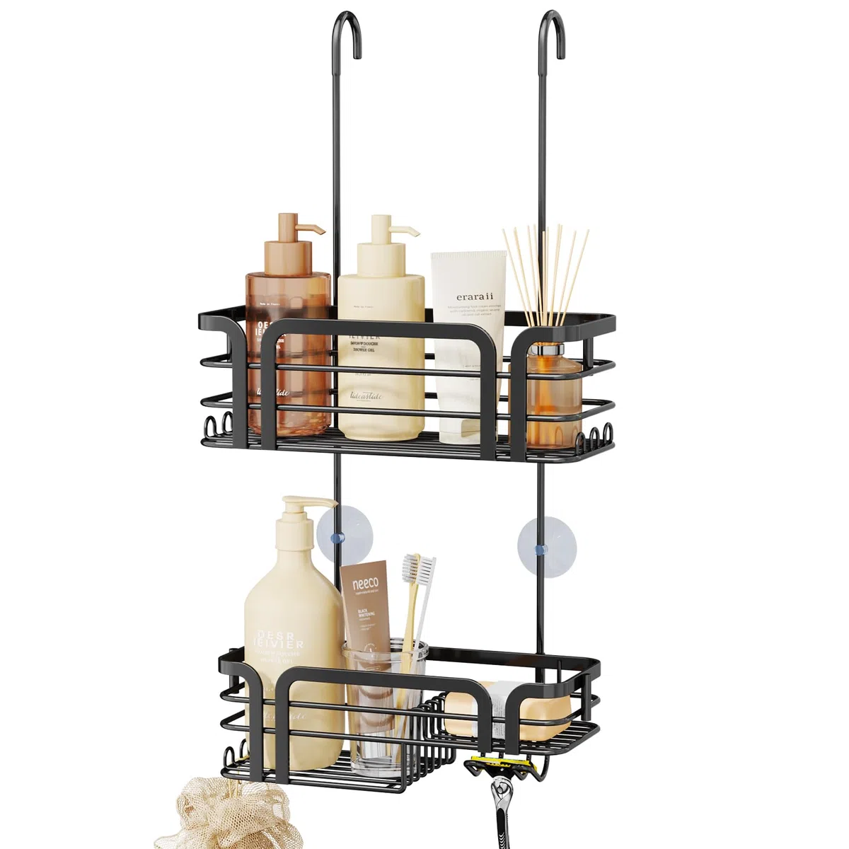 SWTYMIKI Duschablage zum Hängen - Für Mieter und Badezimmer, Kein Bohren | 304 Edelstahl Duschregal zum Hängen, Seifenhalter, 11 Haken, für Shampoo, Conditioner, Toilettenartikel, Razor