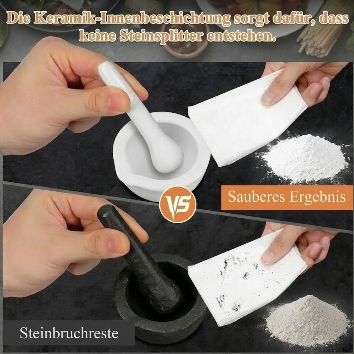 ULTECHNOVO 2 Stück Mörser mit Stößel klein Sets - ⌀ 7,5 cm - kleiner Steinmörser zum Mahlen von Gewürzen Nüssen Medikamenten - Einfache Reinigung - manueller Küchenutensilien