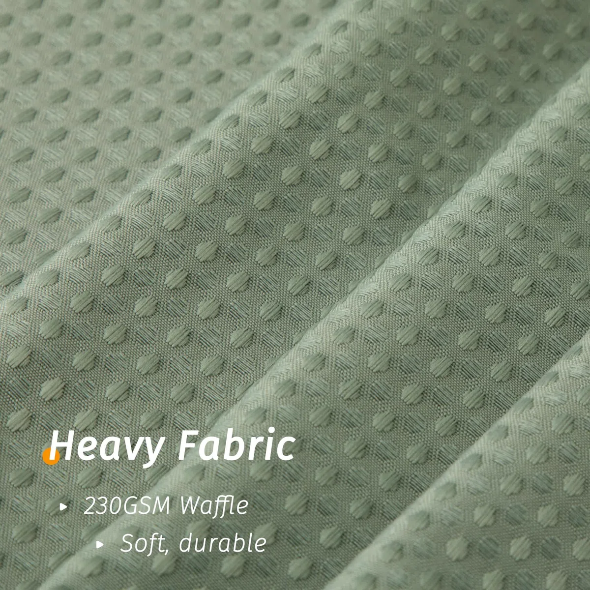 WELTRXE Waffel-Duschvorhang 180 x 200 cm, Anti-Schimmel-Duschvorhang-Set, wasserdichter Stoff-Badewannenvorhang mit 12 Edelstahlhaken, für Dusche und Badewanne, Salbeigrün
