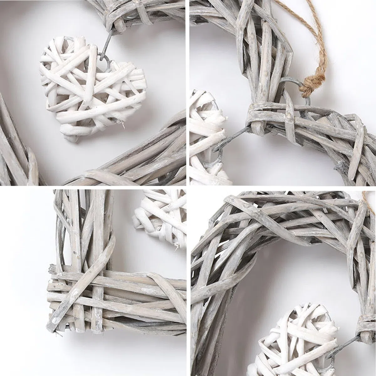 2 Stück Herzen Deko Türdeko Zum Aufhängen Weidenkranz Herz Rattan Anhänger Romantische Wicker Dekoration Herz Kranz Hängen Weidenherz Wandbehang Ornament Handgefertigtes Rattanherz