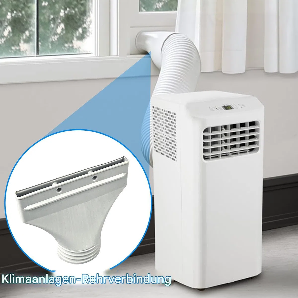 Fensterabluftanschluss, Abluftschlauch KlimageräT Fenster, schlankes 2 cm Profil für Kippfenster – inkl. Verriegelungslaschen für Klimaanlage, Growzelt & Trocknerschlauch