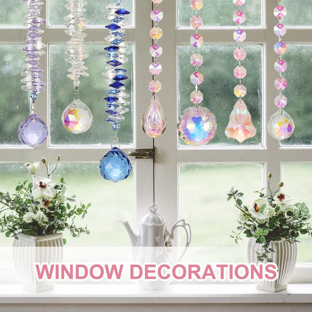 PATIKIL Kristall Sonnenfänger DIY Sonnenfänger 1 Stück Hängender Fensterball Prisma Mit Kette Für Zuhause Garten Deko Frauen Basteln Blau