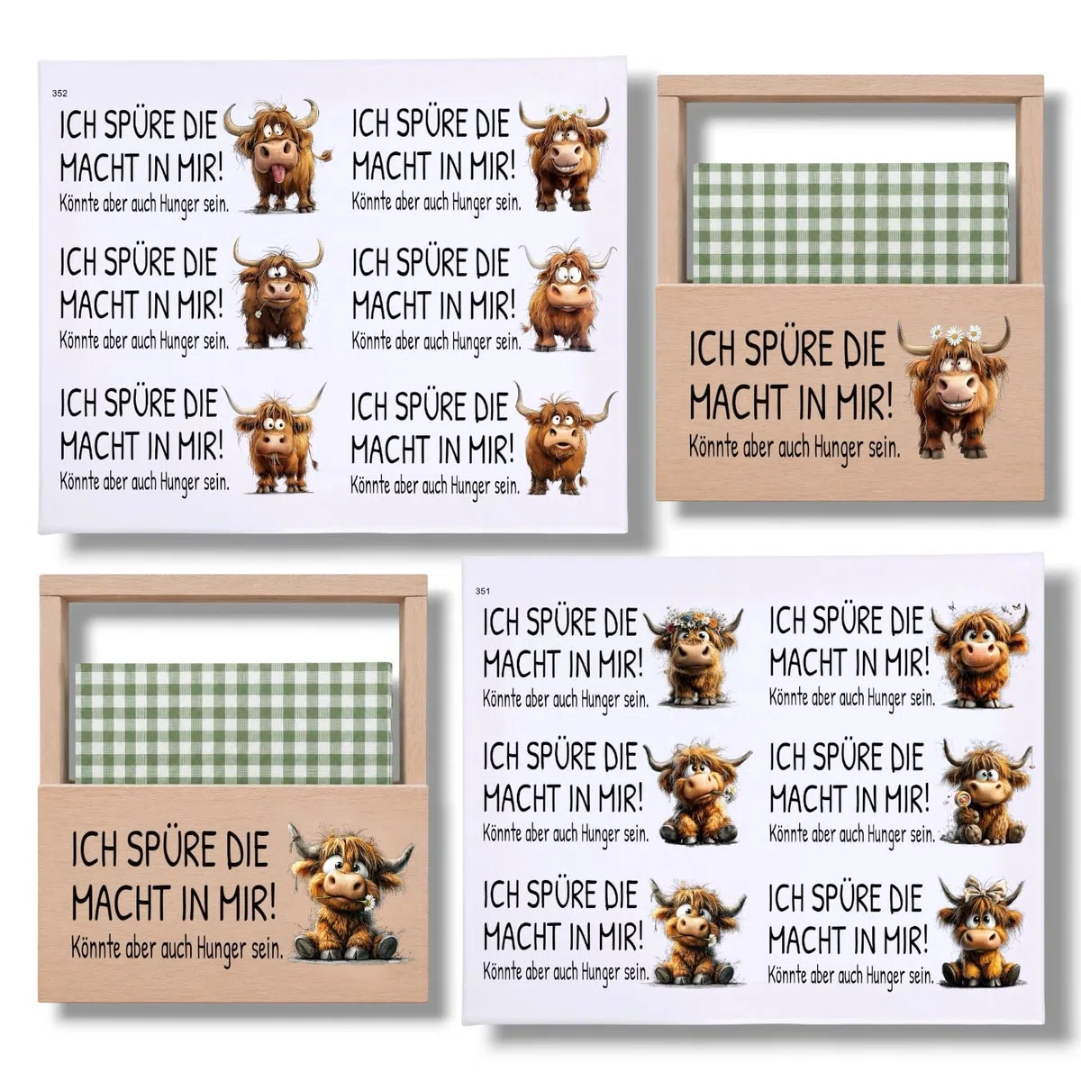 Rub On Serviettenhalter, DIN A4, Funny Highland Cow, bunt/farbig, Rub Ons (351 Funny Highland)