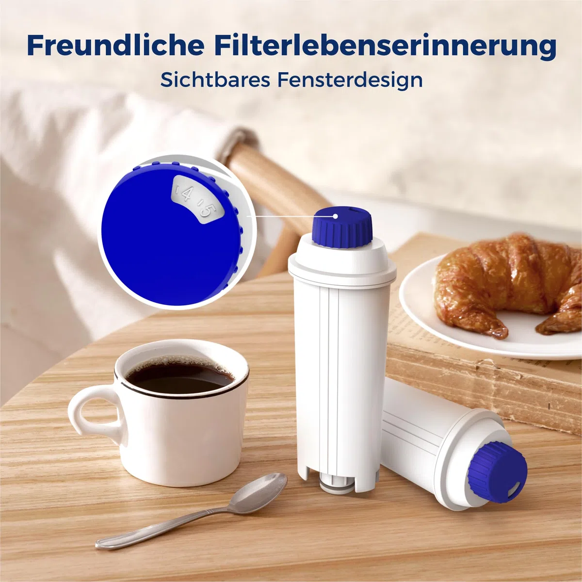 Waterdrop Kaffeefilter, Ersatz für De'Longhi® Wasserfilter DLSC002, Kompatibel mit De'Longhi® Magnifica® S, Eletta® Explorer, Dinamica® und ECAM-Serie Kaffeevollautomaten und Espressomaschinen (4)