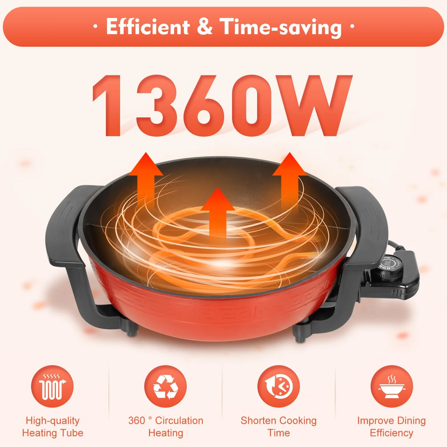 1300W Multifunktionaler Elektrischer Fonduetopf mit Heizboden und Deckel 6 Liter 2 Fächer Shabu Shabu Neu