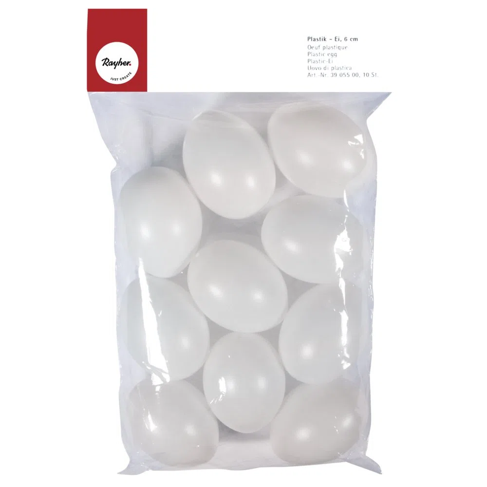 Rayher 3905500 Plastik-Eier, 6 cm ø, SB-Btl 10 Stück